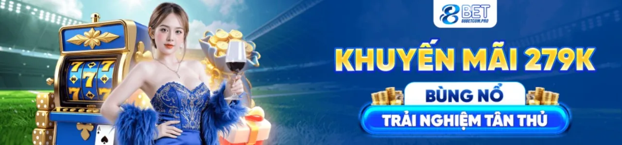 Sân vận động bóng đá với biểu tượng cá cược và logo fcb8 khuyến mãi